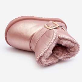 Barnsnöskor i ekologisk läder med rem, Rosa Orinor 1