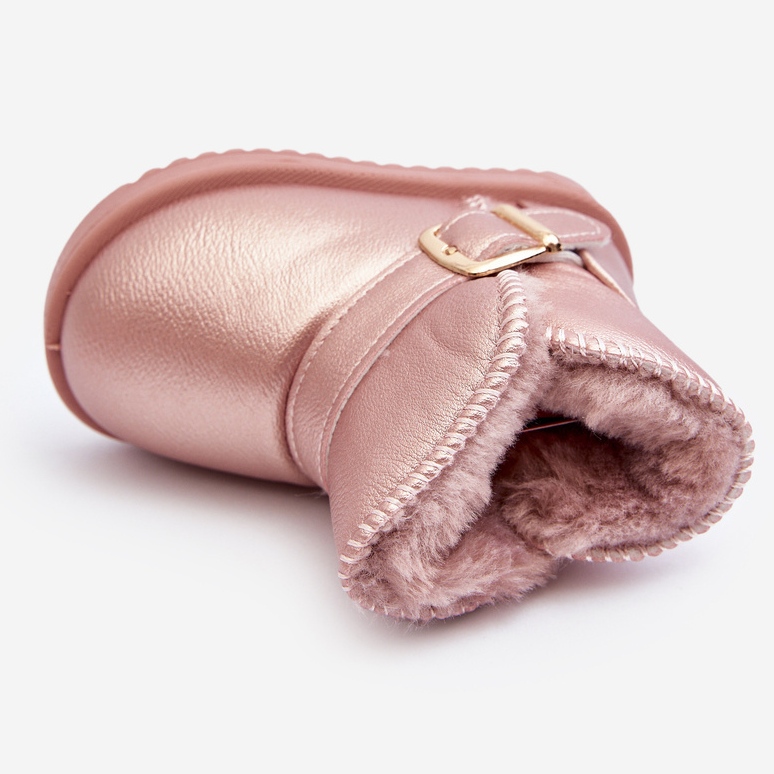 Barnsnöskor i ekologisk läder med rem, Rosa Orinor 1