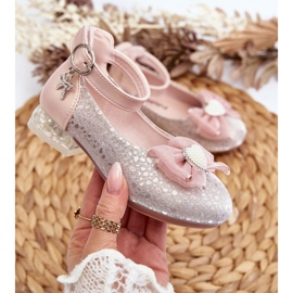 Barnballerinaskor med rosett, rosa Nanthea 2