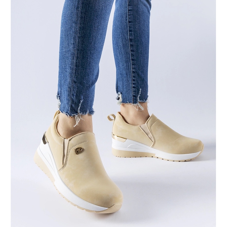 Beige Vitale wedge slip-on sneakers 1