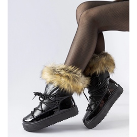 Battle svarta isolerade snöstövlar med päls 1