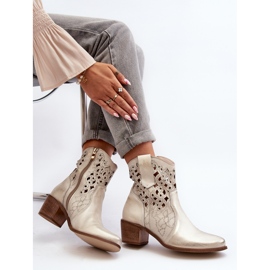 Zazoo 3394 genombrutna högklackade stövlar för kvinnor, guld gyllene 1