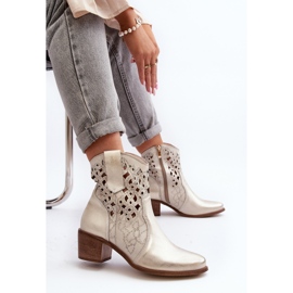 Zazoo 3394 genombrutna högklackade stövlar för kvinnor, guld gyllene 2