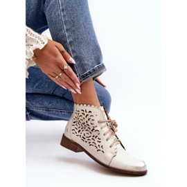 Zazoo 2871 genombrutna ankelstövlar med snörning, guld, borstade gyllene 1