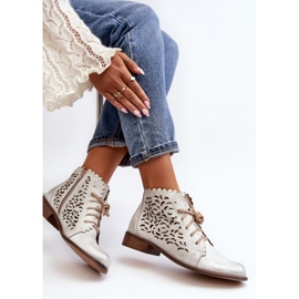 Zazoo 2871 genombrutna ankelstövlar med snörning, silver 2