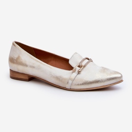 Zazoo 2885 läderbalettlägenheter med guld och vit dekoration gyllene 1