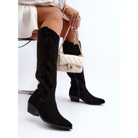 Zazoo 2909 Mocka genombrutna stövlar på låga klackar, svarta 1