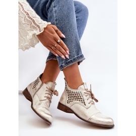 Zazoo 2878 Låga genombrutna stövlar i läder, silver 1