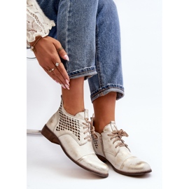 Zazoo 2878 Låga genombrutna stövlar i läder, silver 2