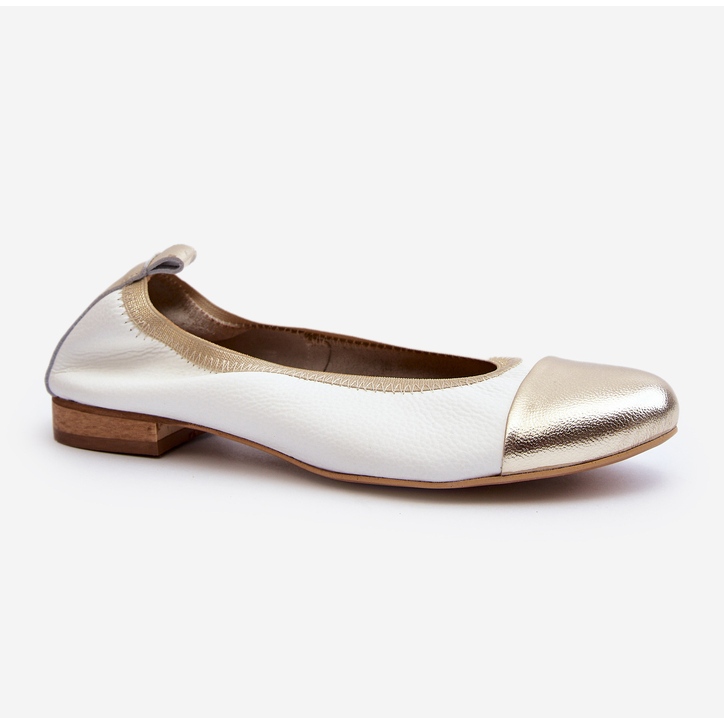 Zazoo 2890 Läderballerinor Vit och guld 2