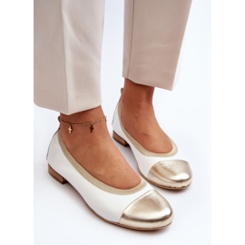 Zazoo 2890 Läderballerinor Vit och guld 1