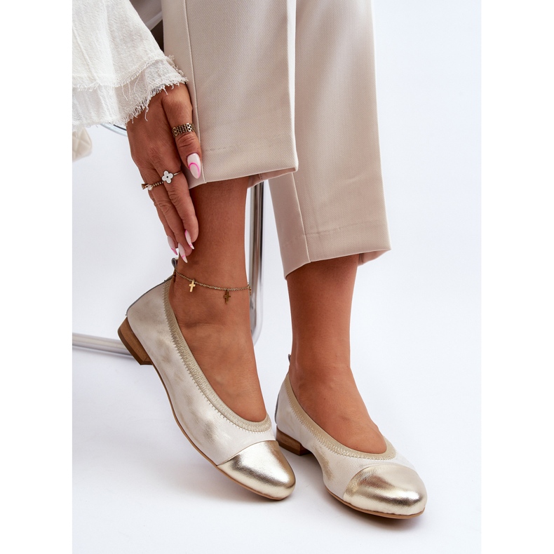 Zazoo 2890 gummiguld läderballerinor gyllene 2