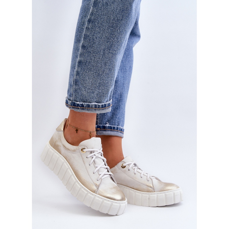 Zazoo 2919 Skinnskor för kvinnor med tjock sula, guld gyllene 2