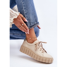 Zazoo 2919 Skinnskor för kvinnor med tjock sula, Beige 1