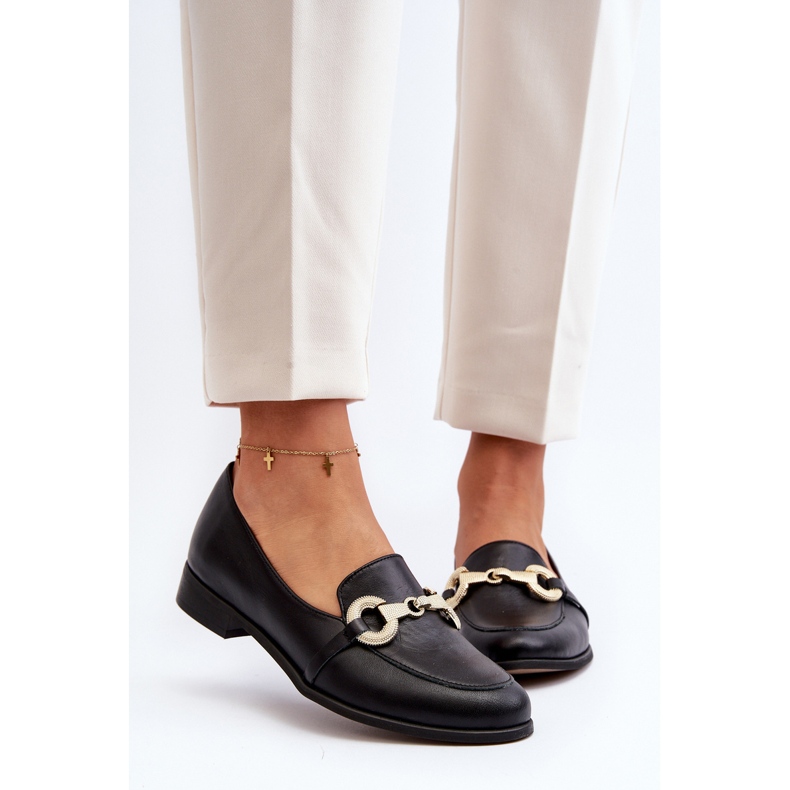 Zazoo 2880 Lädermockasiner för kvinnor med dekoration, svart 1