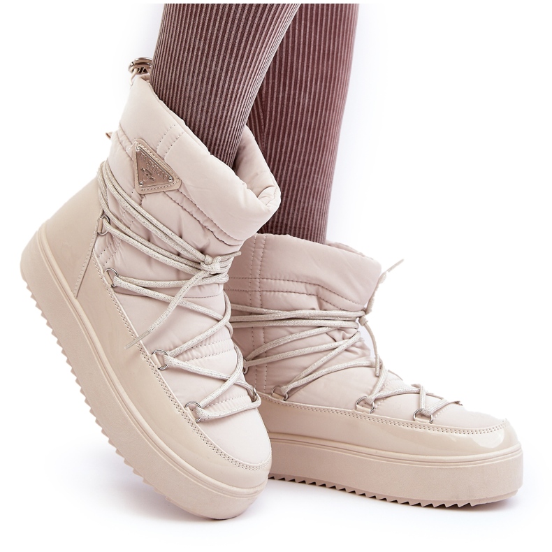 Seastar Snöskor för kvinnor med snörning, Beige 6