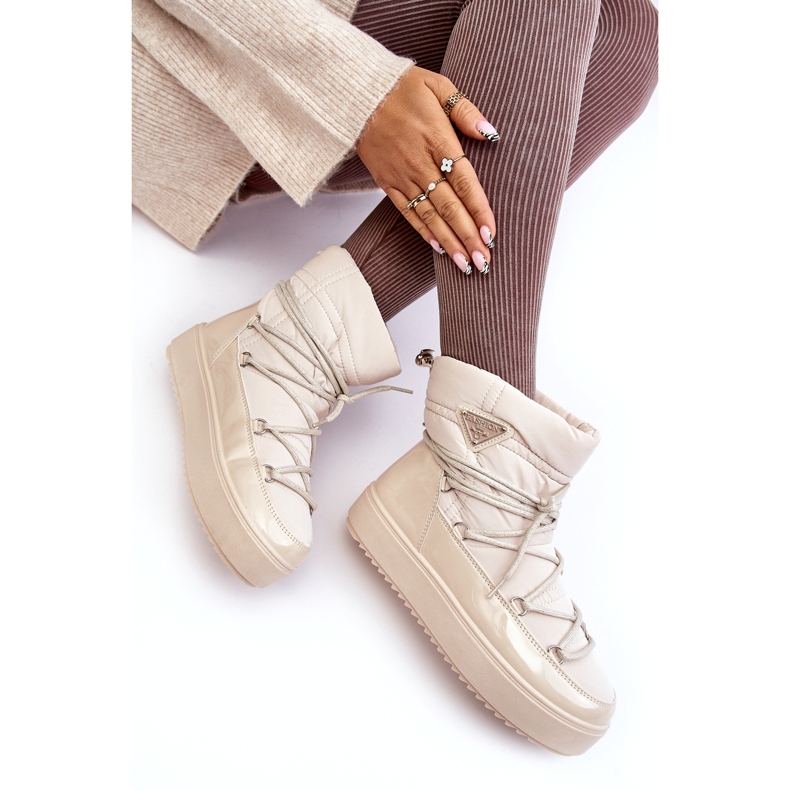 Seastar Snöskor för kvinnor med snörning, Beige 3