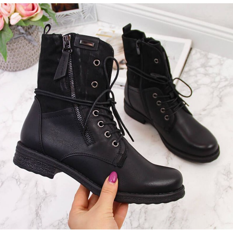 Jezzi W JEZ254A väska med snörning och dragkedja, svart 1