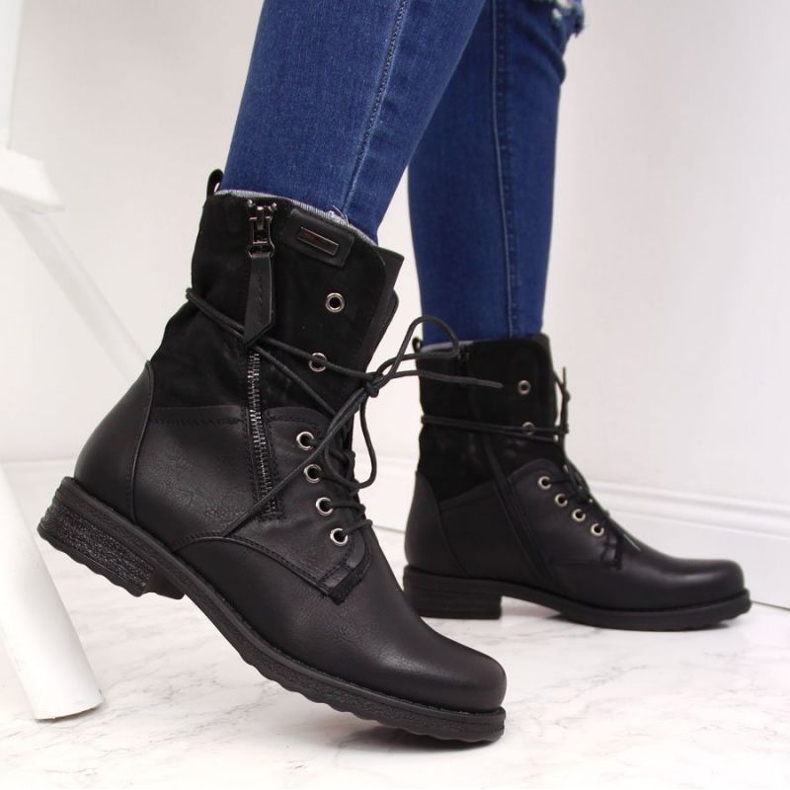 Jezzi W JEZ254A väska med snörning och dragkedja, svart 2