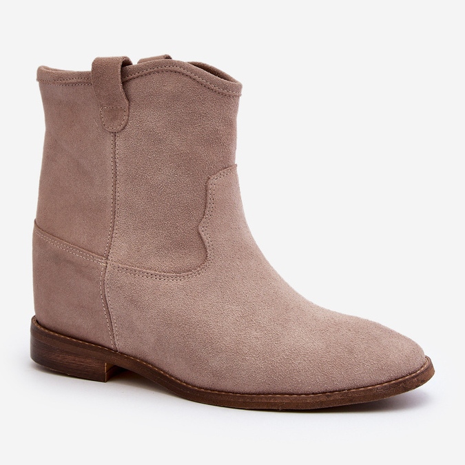 Zazoo 2326 Slip-On ankelstövlar i mocka för kvinnor, beige 2