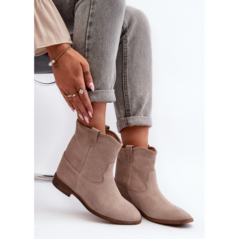 Zazoo 2326 Slip-On ankelstövlar i mocka för kvinnor, beige 1