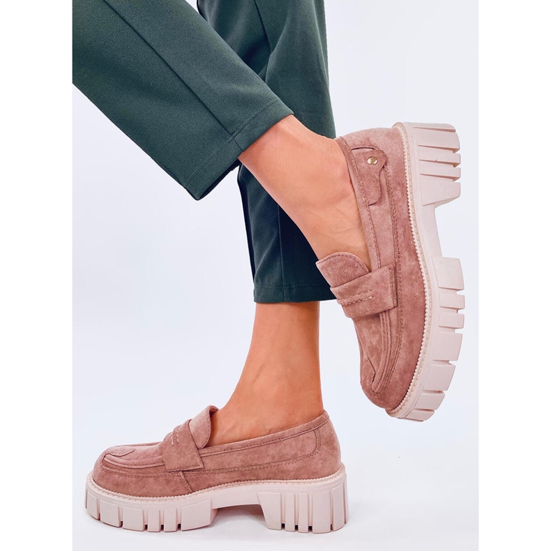 Chandra Khaki plattform loafers beige 2