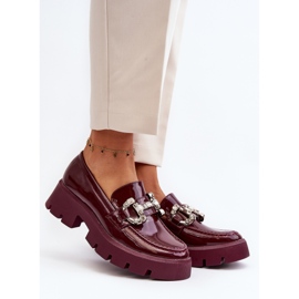 Lackmockasiner för kvinnor med dekoration, Bourgogne Arsaba röd 2