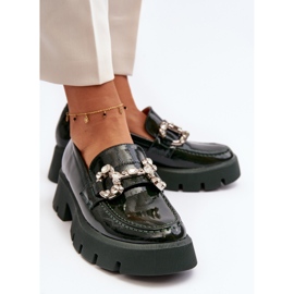 Lackmockasiner för kvinnor med dekoration, mörkgrön Arsaba 1