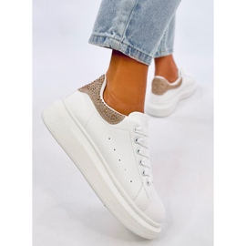 Parkss WHITE/GULD platåsneakers med strass vit 2