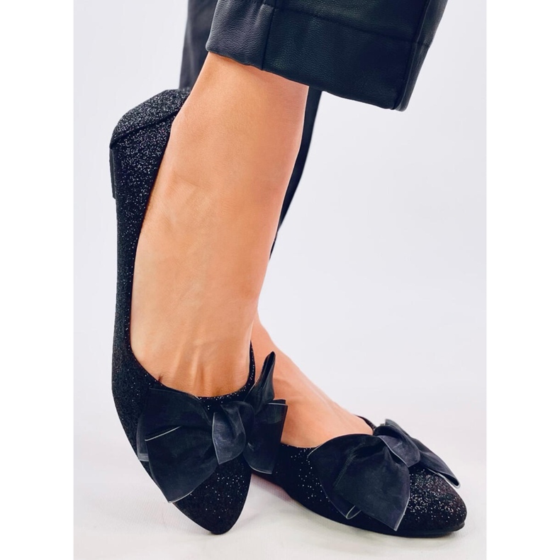 Eleganta Betzi Black glitterballerinor svart 1
