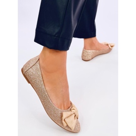 Eleganta Betzi Champagne glitterballerinor gyllene 2