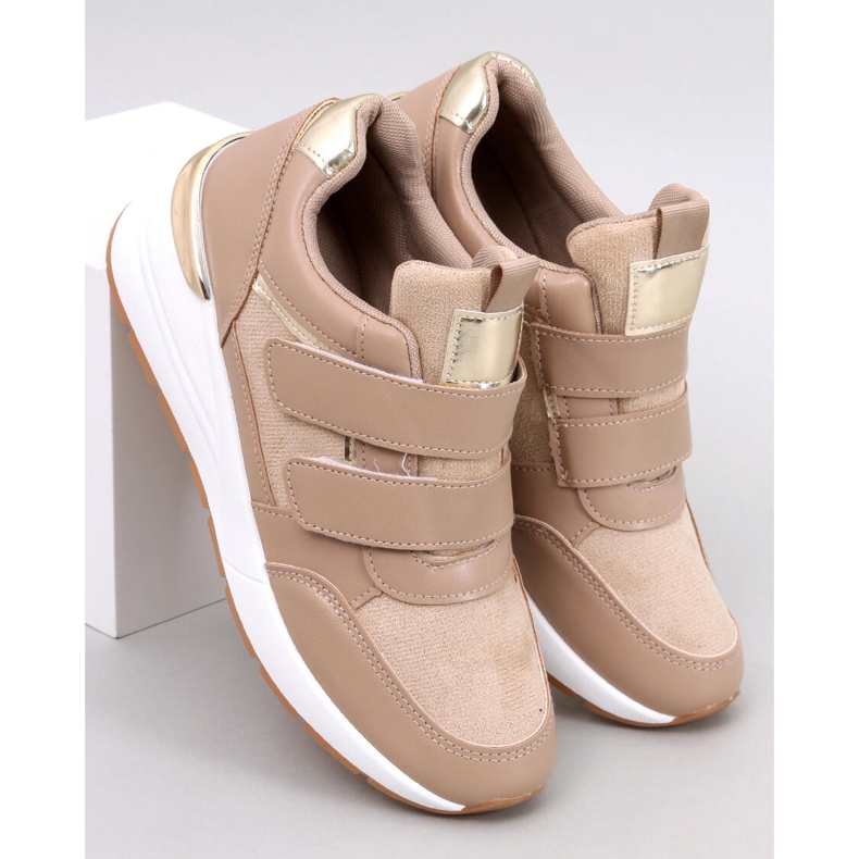 Moulton Khaki wedge sneakers med kardborreband beige 1