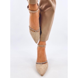 Ingrid Khaki högklackade pumps med strass beige 1