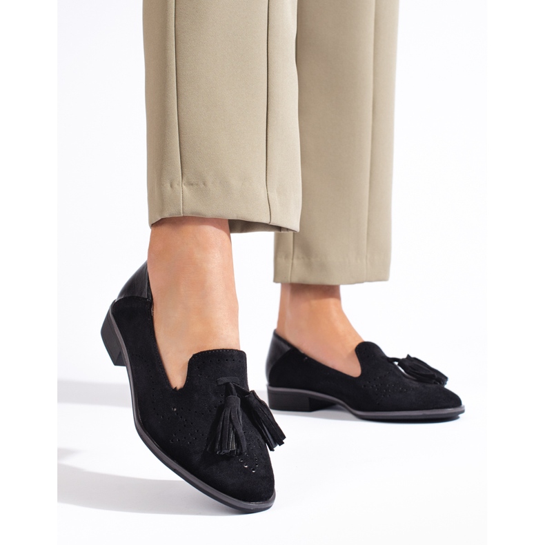 Genombruten Daszyński-mockasin i svart mocka 2