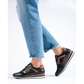 Daszyński svarta genombrutna sneakers för kvinnor 1