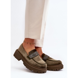 Velourmockasiner för kvinnor med dekoration, Mörkgrön Wendreda 2