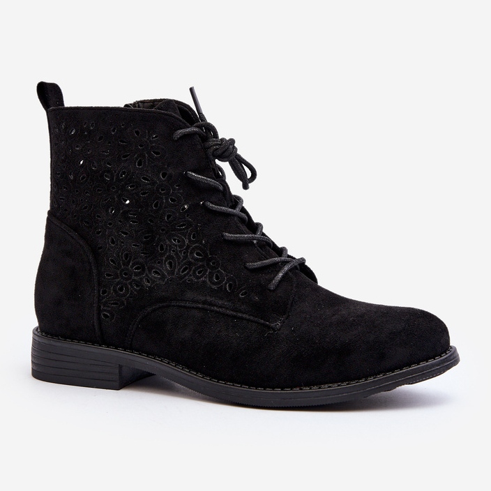 S.barski HY66-136 Ankelstövlar för kvinnor med mönster, svart 2