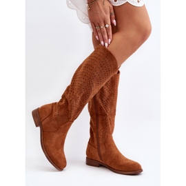 S.barski HY66-150 Genombrutna Camel Flat Boots brun 2