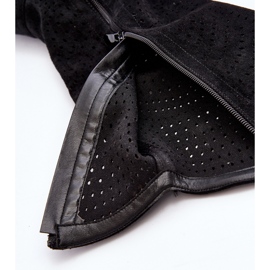 S.barski HY66-150 Openwork stövlar med platta klackar, svarta 2