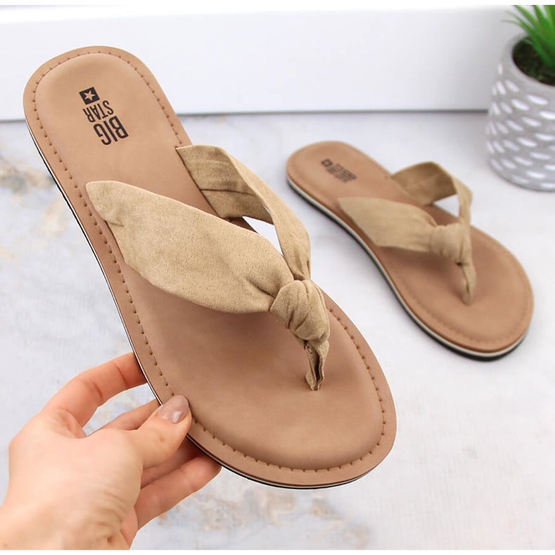 Beige flipflops för damer Big Star LL274623 1