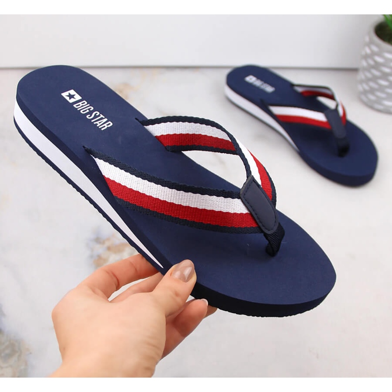 Marinblå kilflipflops för damer Big Star LL274779 1