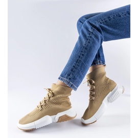 Mörkbeige Sanschagrin high-top sneakers 1