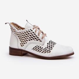 Zazoo 2704 Genombrutna stövlar i läder, vita 1