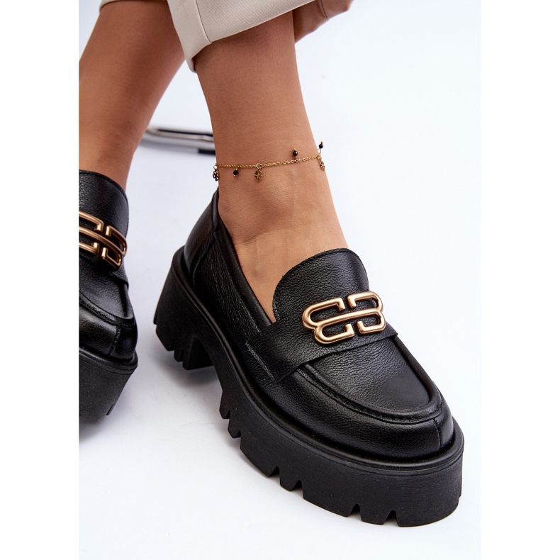 Zazoo 20164 Loafers för kvinnor gjorda av naturligt läder, svart 1