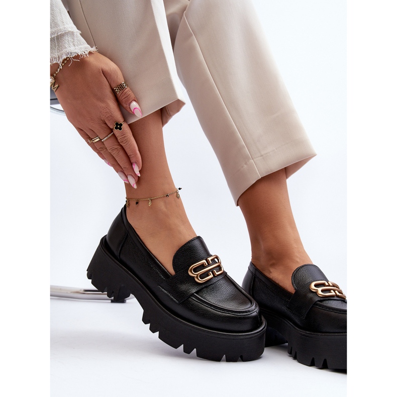 Zazoo 20164 Loafers för kvinnor gjorda av naturligt läder, svart 2