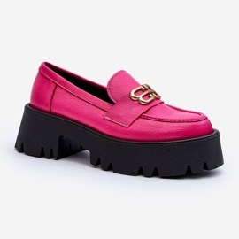 Zazoo 20164 Loafers för kvinnor gjorda av naturligt läder Fuchsia rosa 2