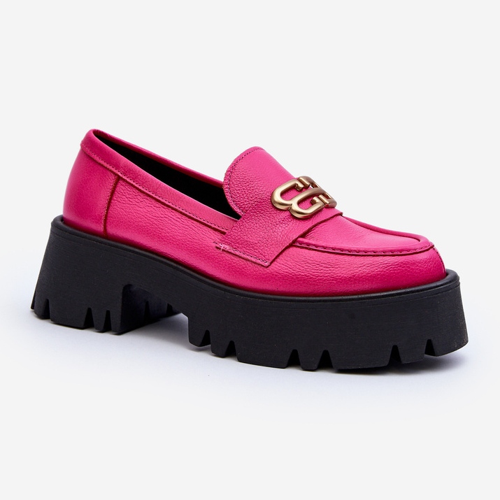 Zazoo 20164 Loafers för kvinnor gjorda av naturligt läder Fuchsia rosa 2
