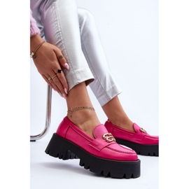 Zazoo 20164 Loafers för kvinnor gjorda av naturligt läder Fuchsia rosa 1