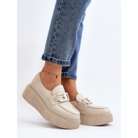 Zazoo 20101 Fashionabla plattformsskor i läder, ljusbeige 2