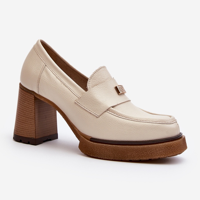 Zazoo 20169 Beige Skor med hög klack i läder 1